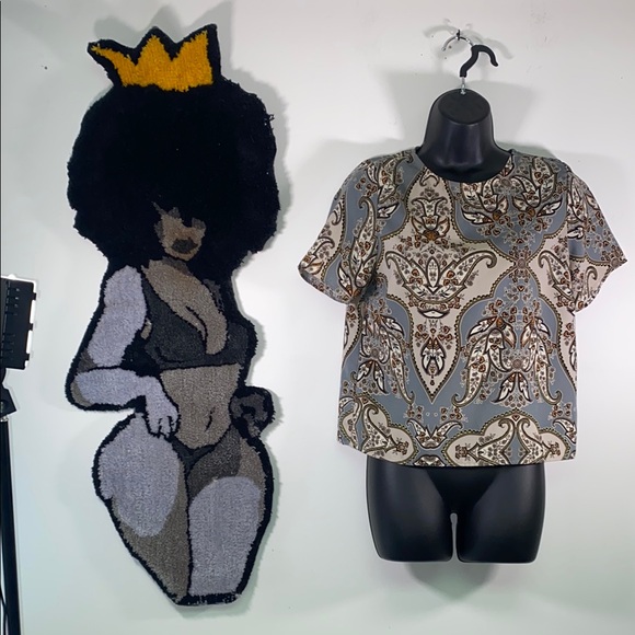 Carmela Tops - Vintage Paisley Print Short Sleeve Top